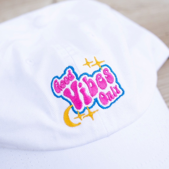 GOOD VIBES Dad Cap in White - Picture 2 of 4